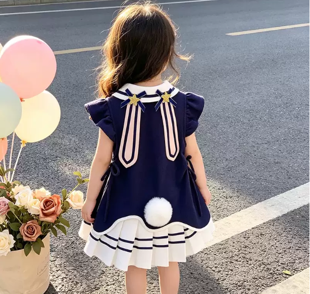 Girls' skirt 2026 new style children's stylish short-sleeved princess dress for little girls, POLO-style dress