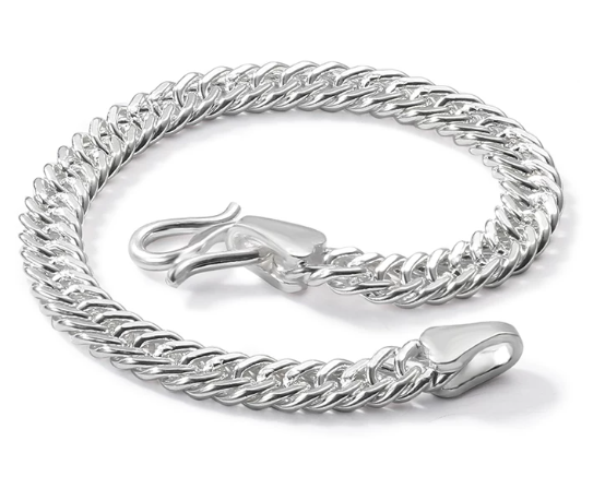 Silver bracelet, 99% pure silver horsewhip chain, for girls, children, men, students