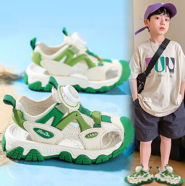 Children's sandals with head cover, summer style, boys' shoes, 2025 new model, summer soft-soled, large-sized for middle-aged children, beach shoes