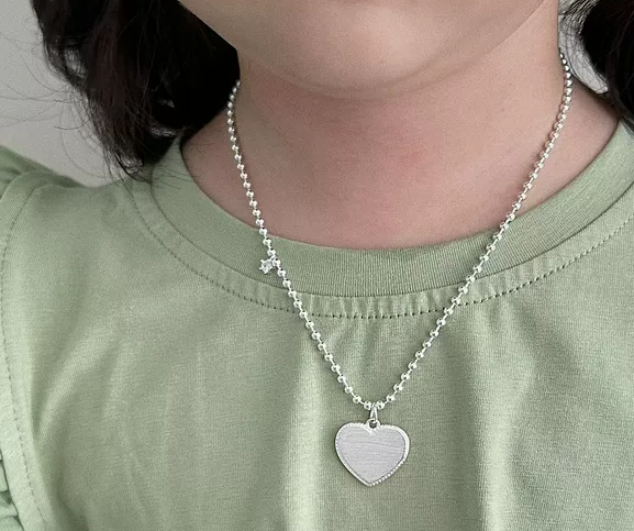 Children's sterling silver necklace 99% pure baby girl silver bracelet heart-shaped peach-shaped pendant